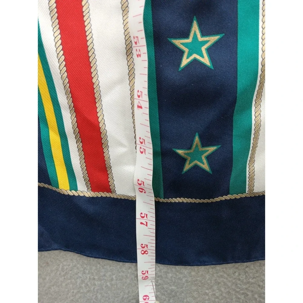 Talbots 100% Silk‎ Scarf  Stars Striped Multicolored Classic Vintage Size 58.5